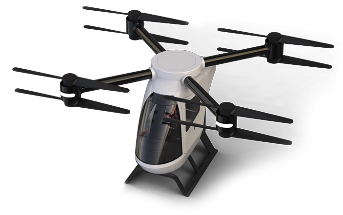 Red coloured UAV drone named GARUD. A fully integrated UAV Aerial solution. An AI Intelligent robot.
